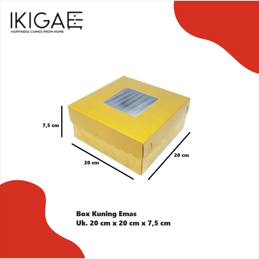 Jual BOX / KOTAK KUE KUNING EMAS / GOLD TEBAL PREMIUM UK. 20 X 20 x 7.5 ...