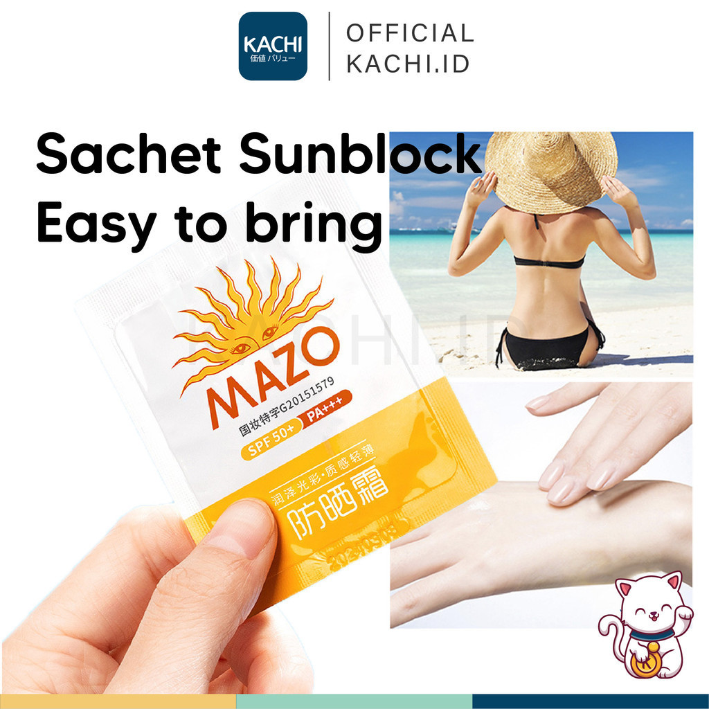 Jual KACHI - [Sachet] MAZO Sun Block Sunscreen SPF 50 PA+ Tahan 12 Jam ...
