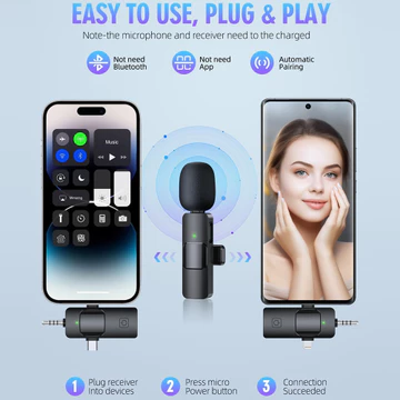 【✅】Mic Wireless Clip On 3 In1 Mikrofon Nirkabel Untuk IPhone Type C 3.5mm Nirkabel Lavalier