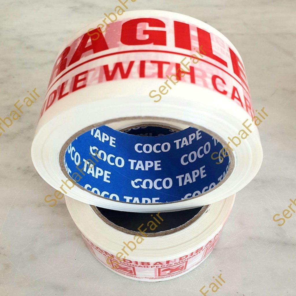Jual Lakban Fragile Merah / Putih Coco Premium Tape 2 Inch (48mm) 90 ...