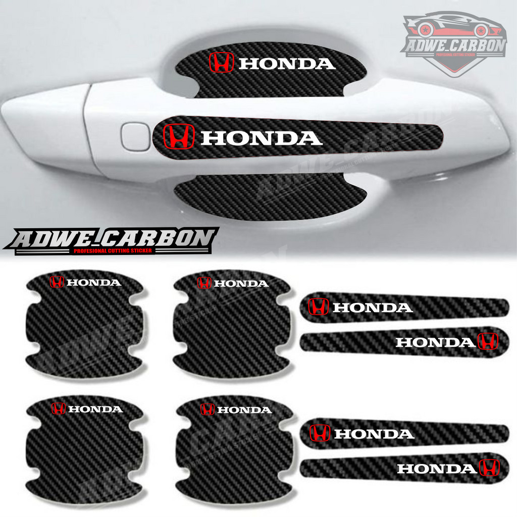 Jual stiker carbon all mobil honda pengaman handle pintu 8 pcs sticker ...