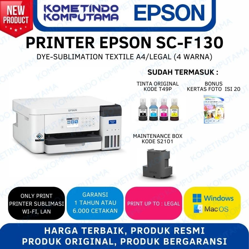 Jual Promo Awal Bulan F130 Epson Surecolor Sc F130 A4 Dye Sublimation Textil Printer 4 Warna 0015