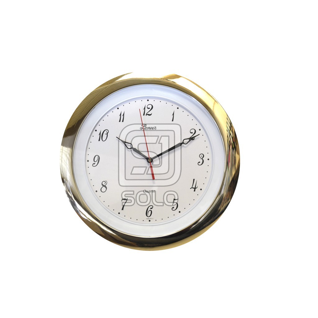 Jual Clock Jam Dinding Rumah Kotak Bulat pioneer CR 1030 emas cokelat ...