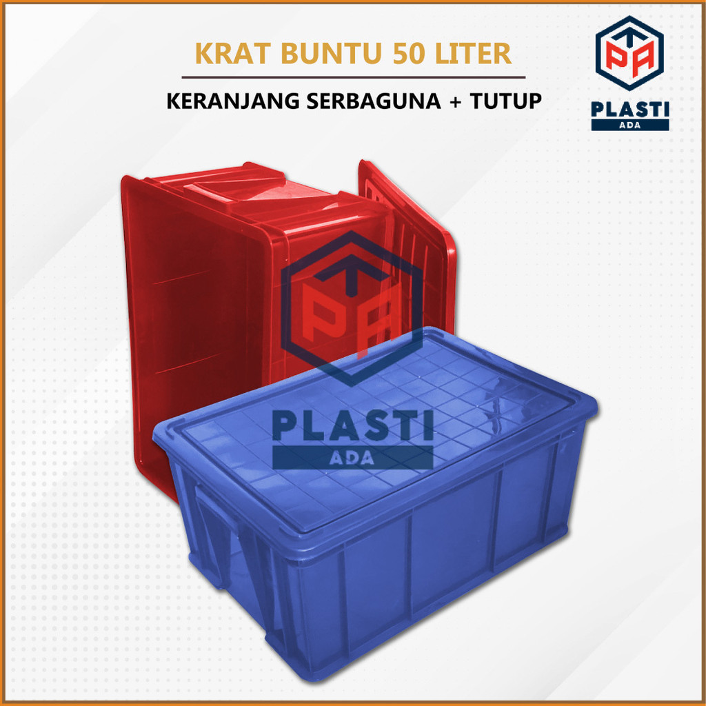 Jual KRAT BUNTU 50 LITER + TUTUP - Bak Kolam Tutup / Box Keranjang ...
