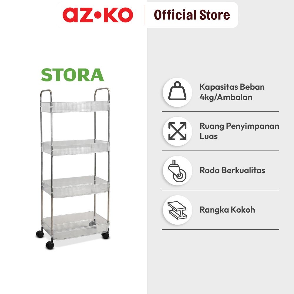 Jual AZKO Stora Rak Troli 4 Tingkat Transparan | Shopee Indonesia