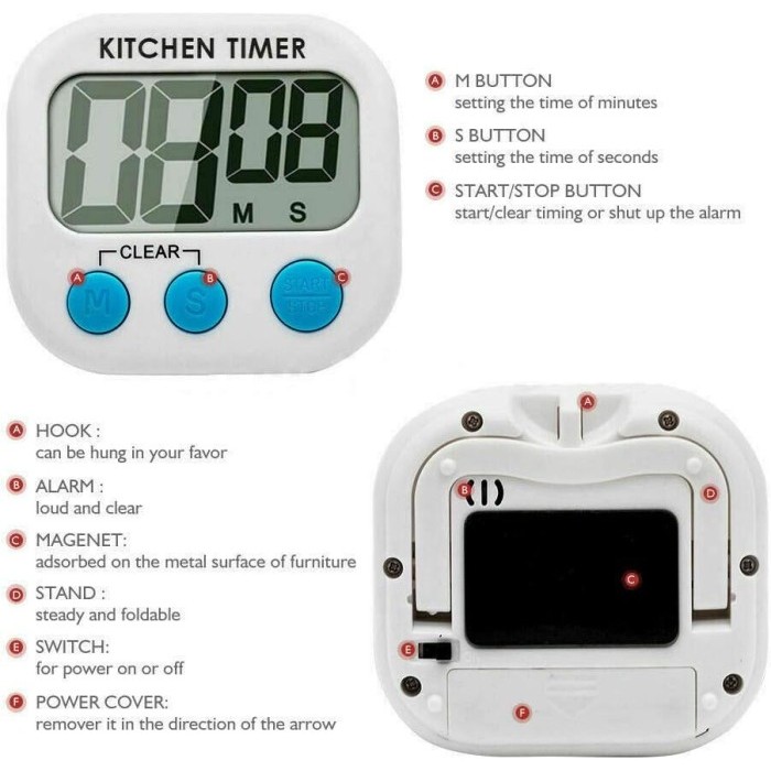 Jual Digital Kitchen LCD Timer Stopwatch Stop Watch JS-118 Serbaguna ...