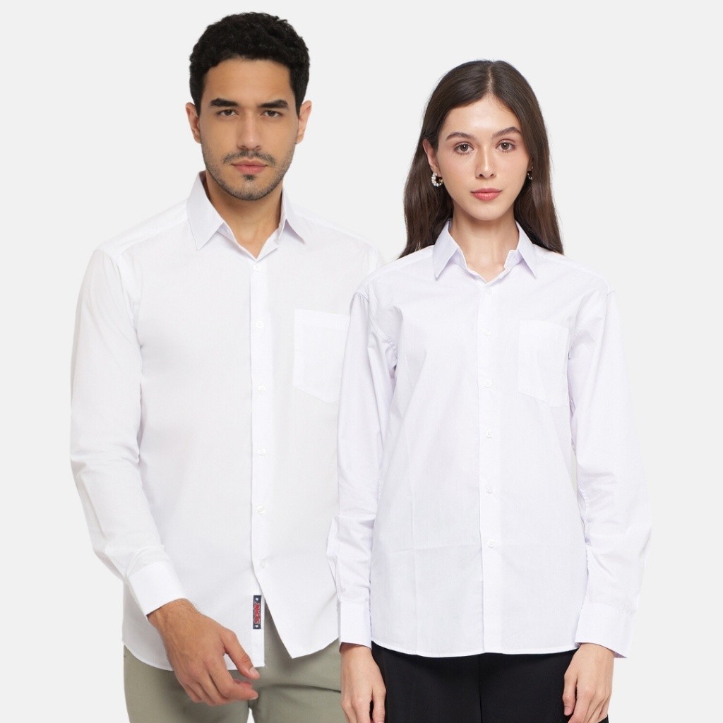 Kemeja Lengan Panjang Polos Unisex Putih OLR003