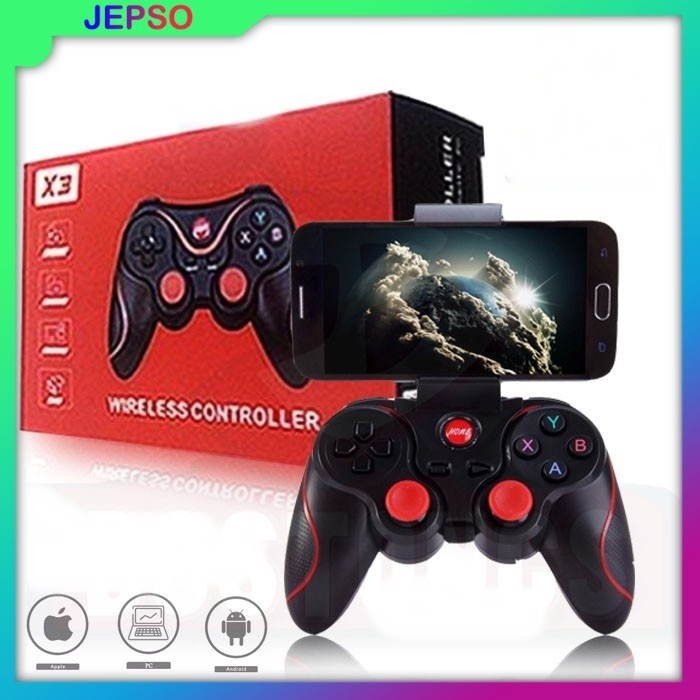 Jual Gamepad X3 Game Pad Bluetooth Wireless Plus Holder kabel USB ...