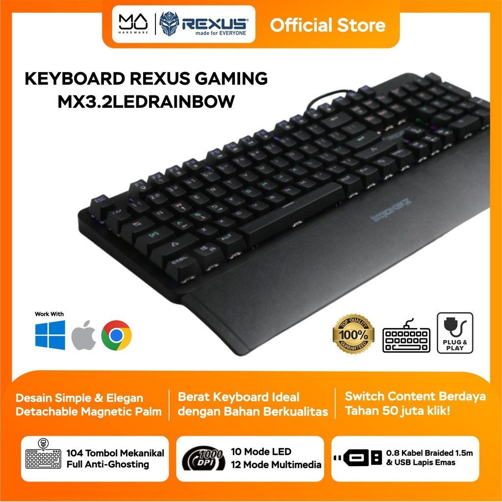 Jual Rexus Legionare MX3.2 Fullsize Rainbow Mechanical Gaming Keyboard ...