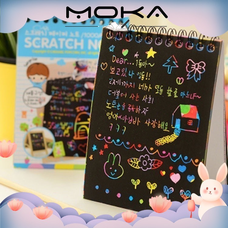 Jual MOKA SCRATCH NOTE / BUKU MAGIC WARNA / BLACK CARDBOARD MINI ...