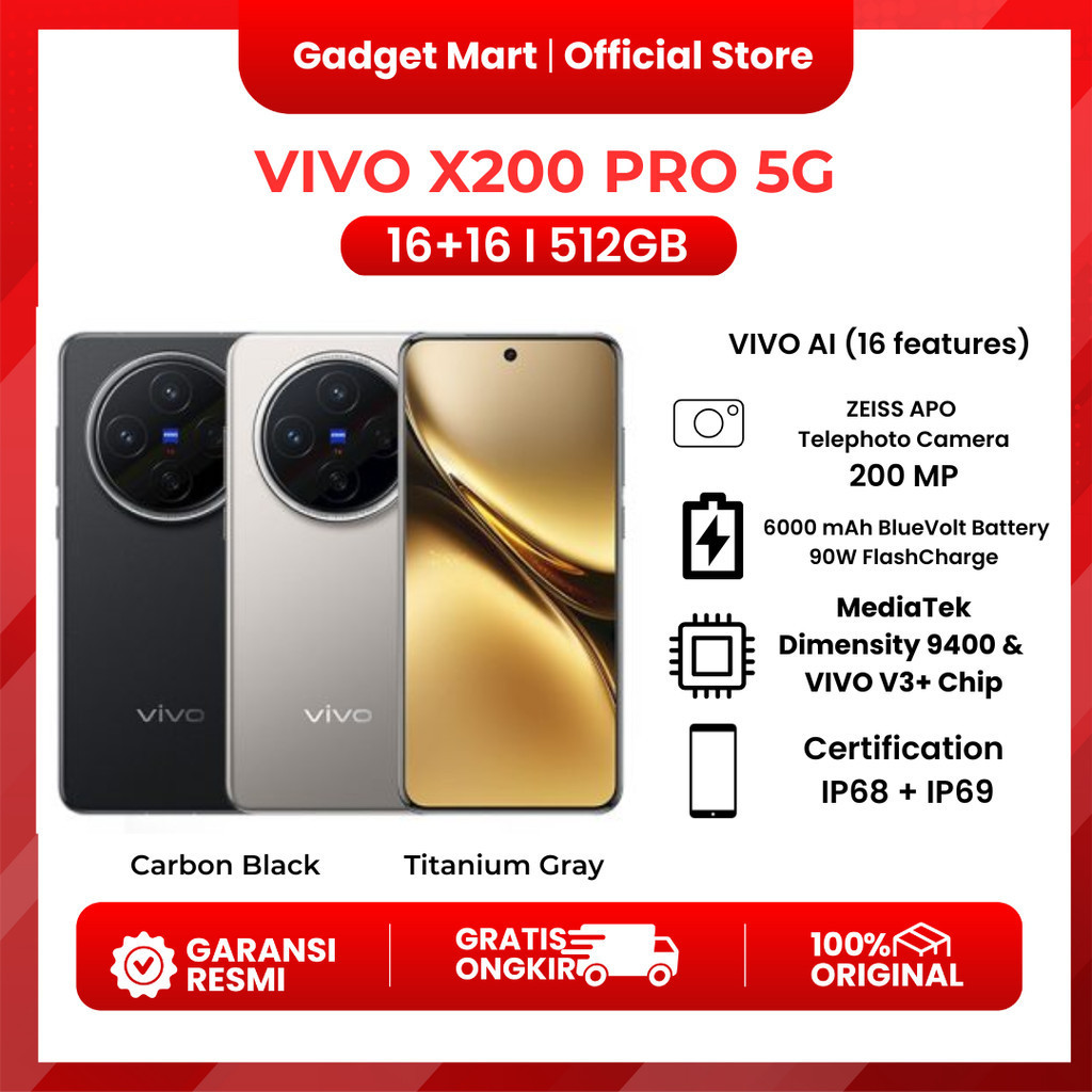Jual VIVO X200 Pro (16/512) - 200 MP ZEISS APO Telephoto Camera, 6000 ...