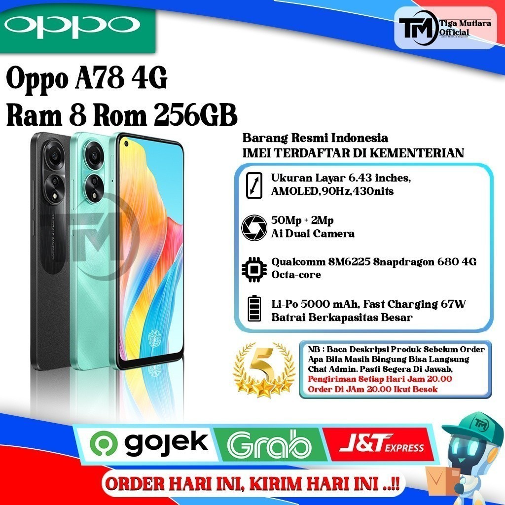 Jual Oppo A78 4G Ram 8 Rom 256GB Segel Original & Bergaransi Resmi ...