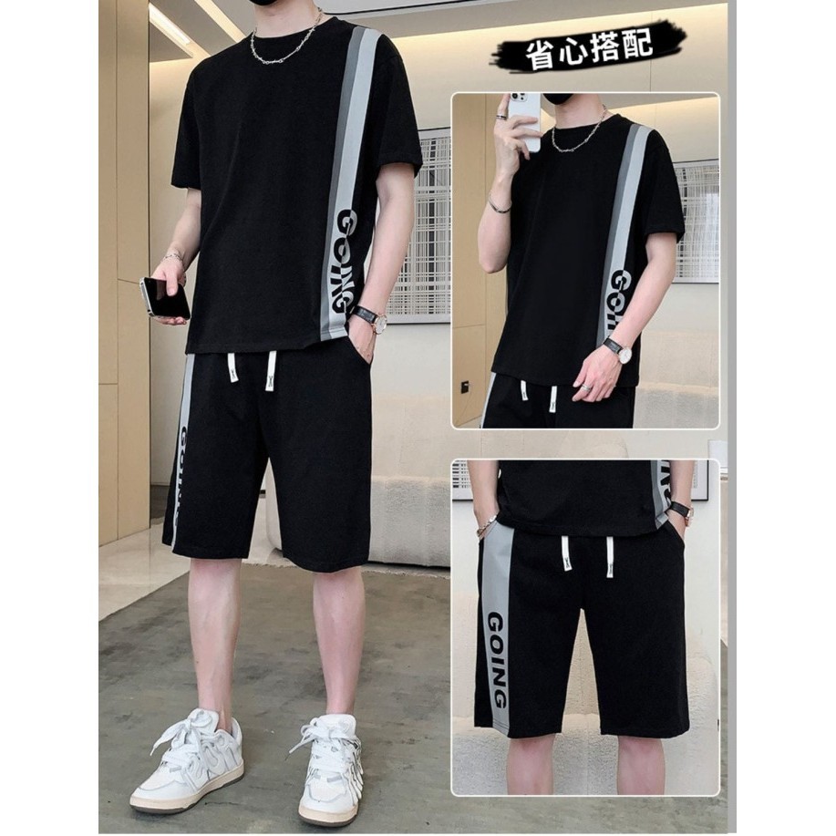 Baju Setelan Casual Fashion Keren Trendy Outfit Anak Remaja Usia 12 13 14  15 16 17 Tahun Cowok Line Going Boy Hitam