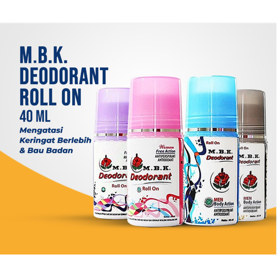 Jual M.B.K MBK Deodorant Roll On 40 ML | BLACK BLUE PINK PURPLE l ...