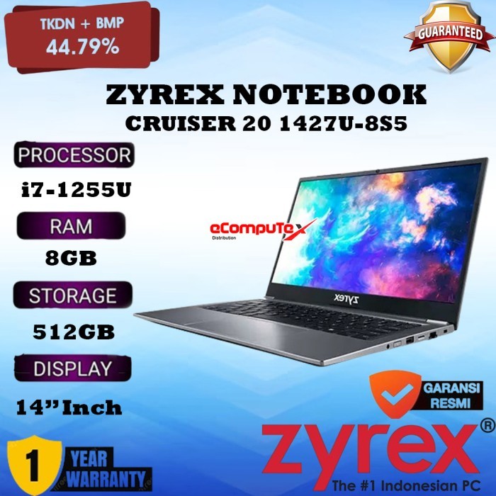 Jual ZYREX 1427U-8S5 NOTEBOOK CRUISER 20 I7-1255U 8GB 512GB SSD 14 ...