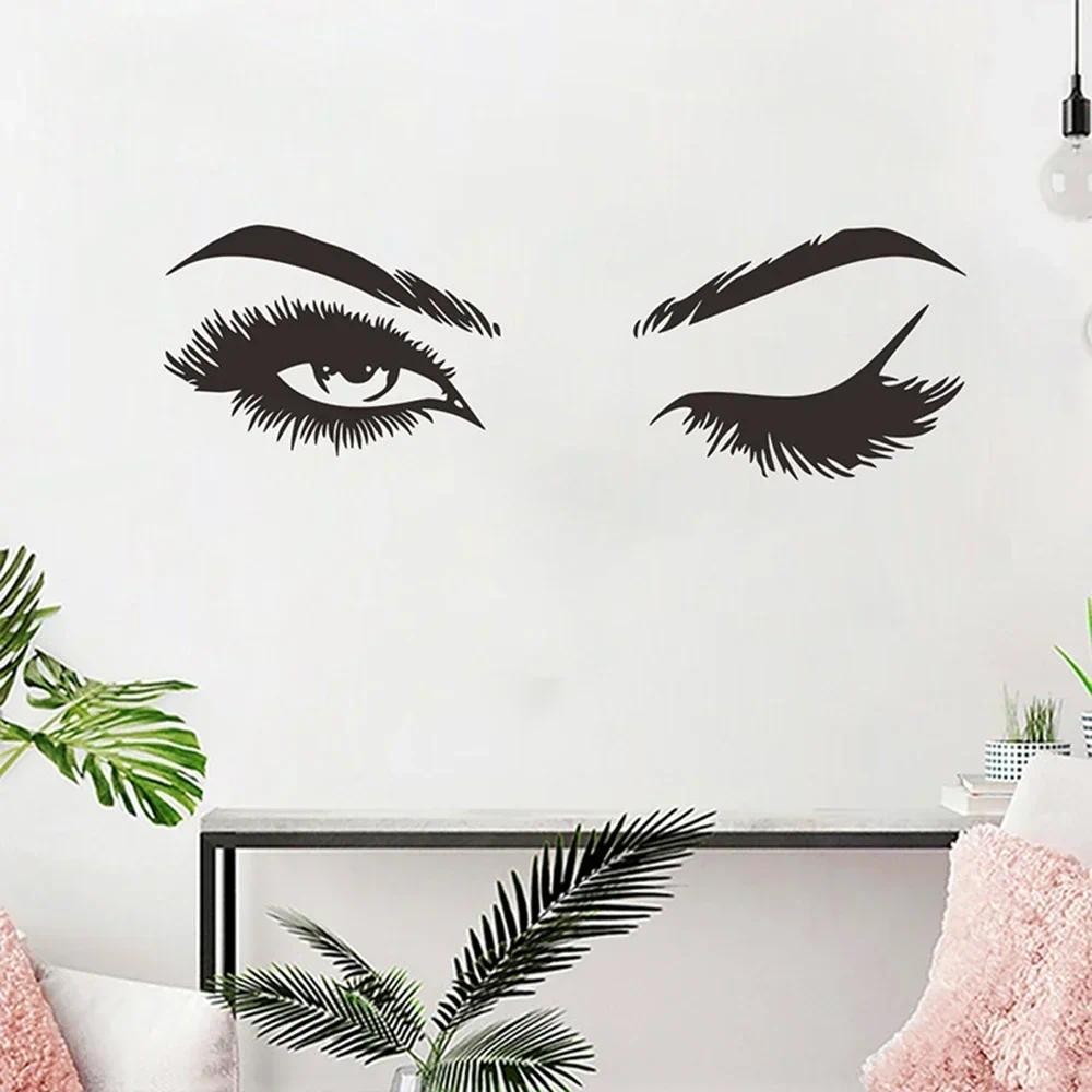 Jual Woman Eye Wall Sticker Art Lash Face Girl Eyelash Decor Beauty ...