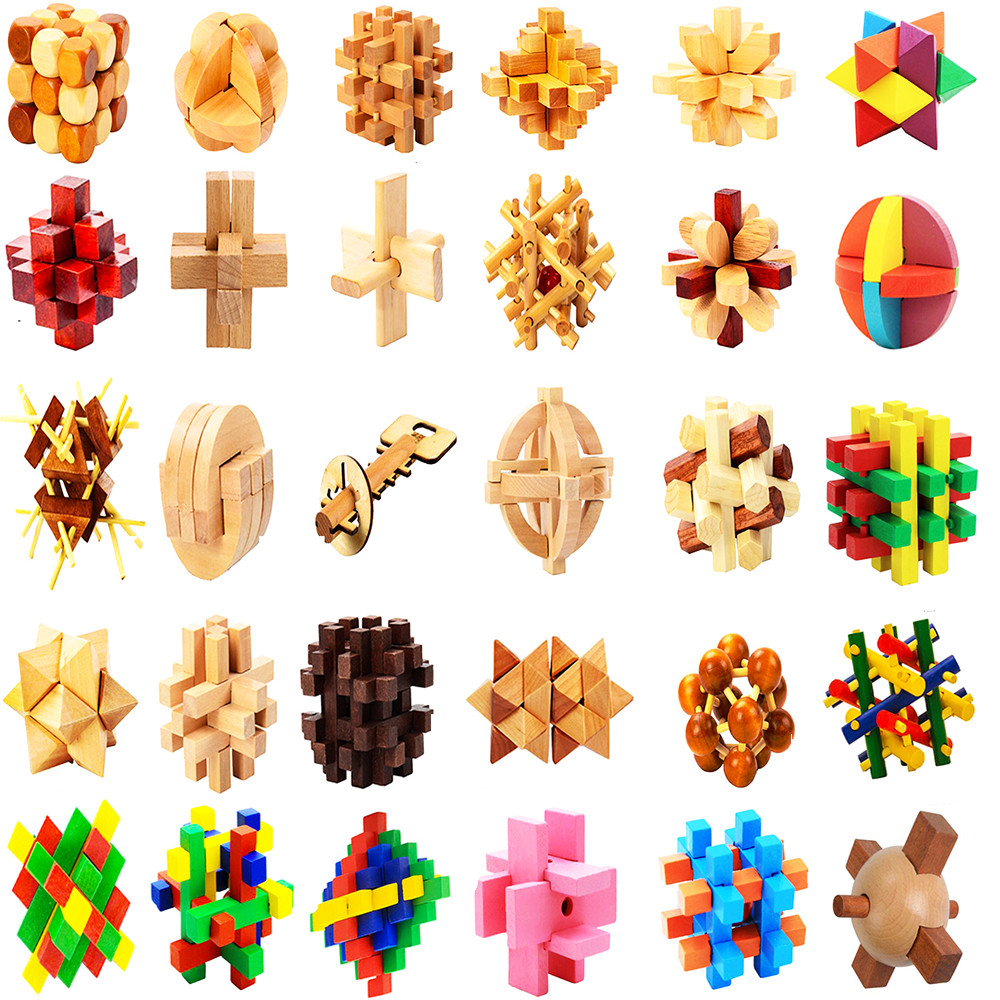 Jual 3D Puzzle Game IQ Wooden Kong Ming Lock Educational Toys Lu Ban ...