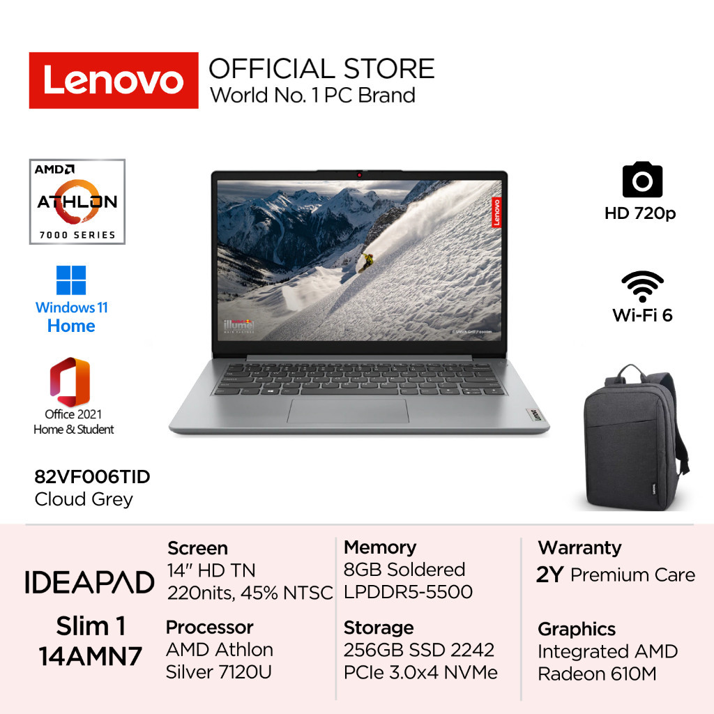 Laptop Lenovo 15.6" FHD AMD Athlon Silver 7120U RAM 8GB SSD 256GB Con Windows 11 V15 G4 Amn