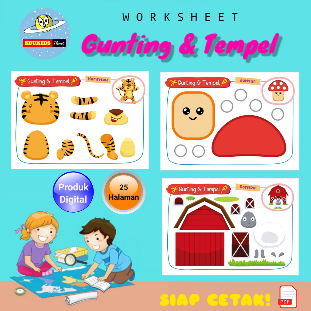 Jual Printable Worksheet Gunting & Tempel | Lembar Kerja Anak 25 ...