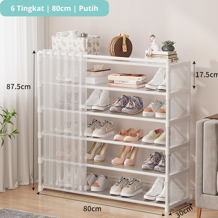 Jual Megam Rak Sepatu Tempat Sepatu Susun Lemari Tirai Anti Debu HRS105 ...