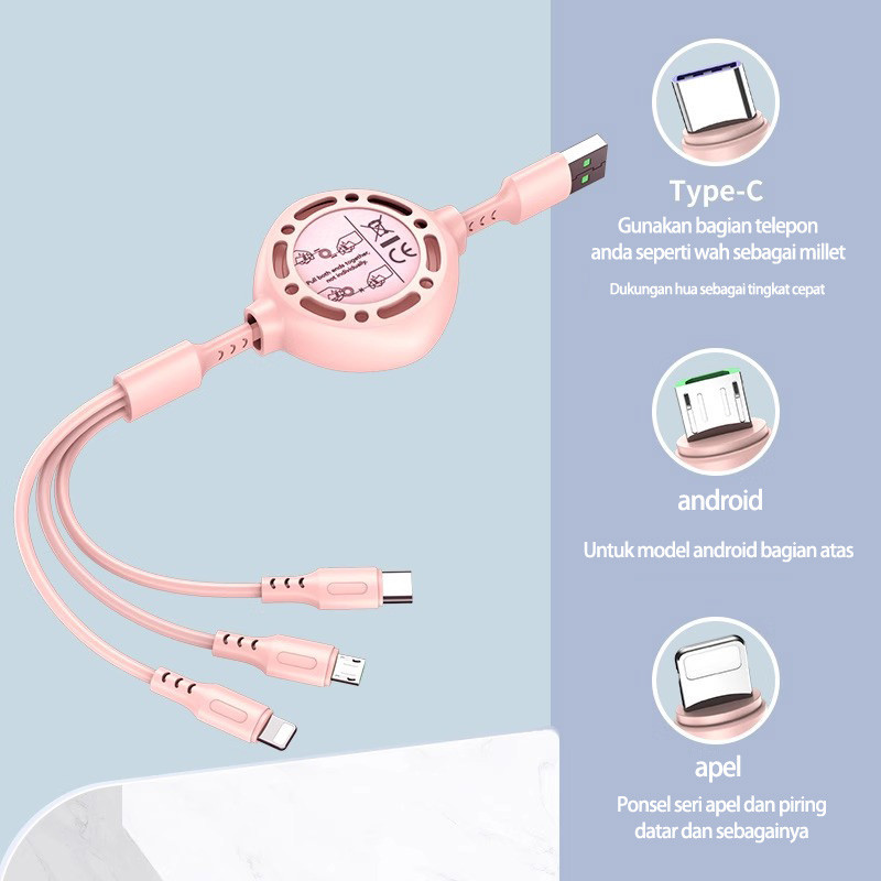 Jual Pasevin Kabel Data 3 IN 1 Kawat Perpanjangan Android Apple Type-C ...