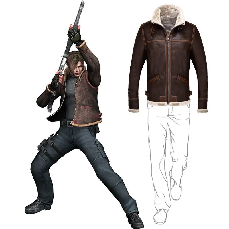 Jual Biohazard Resident 4 Leon S Kennedy Evil Costume Leather Coat ...