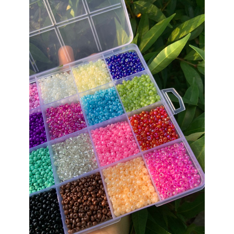 Jual Satu Paket Set Manik Manik 24 warna manik box ukuran 3mm + tali ...