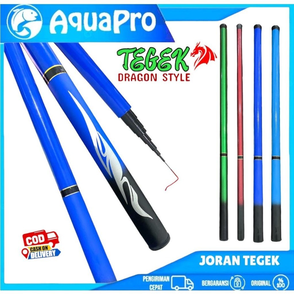 Aquapro Joran Tegek 1.8M-6.3M Kualitas Tinggi Super Ringan Serat Kaca Joran Pancing Portabel Teleskopik Joran Pancing Joran Tegek Tongkat Mancing