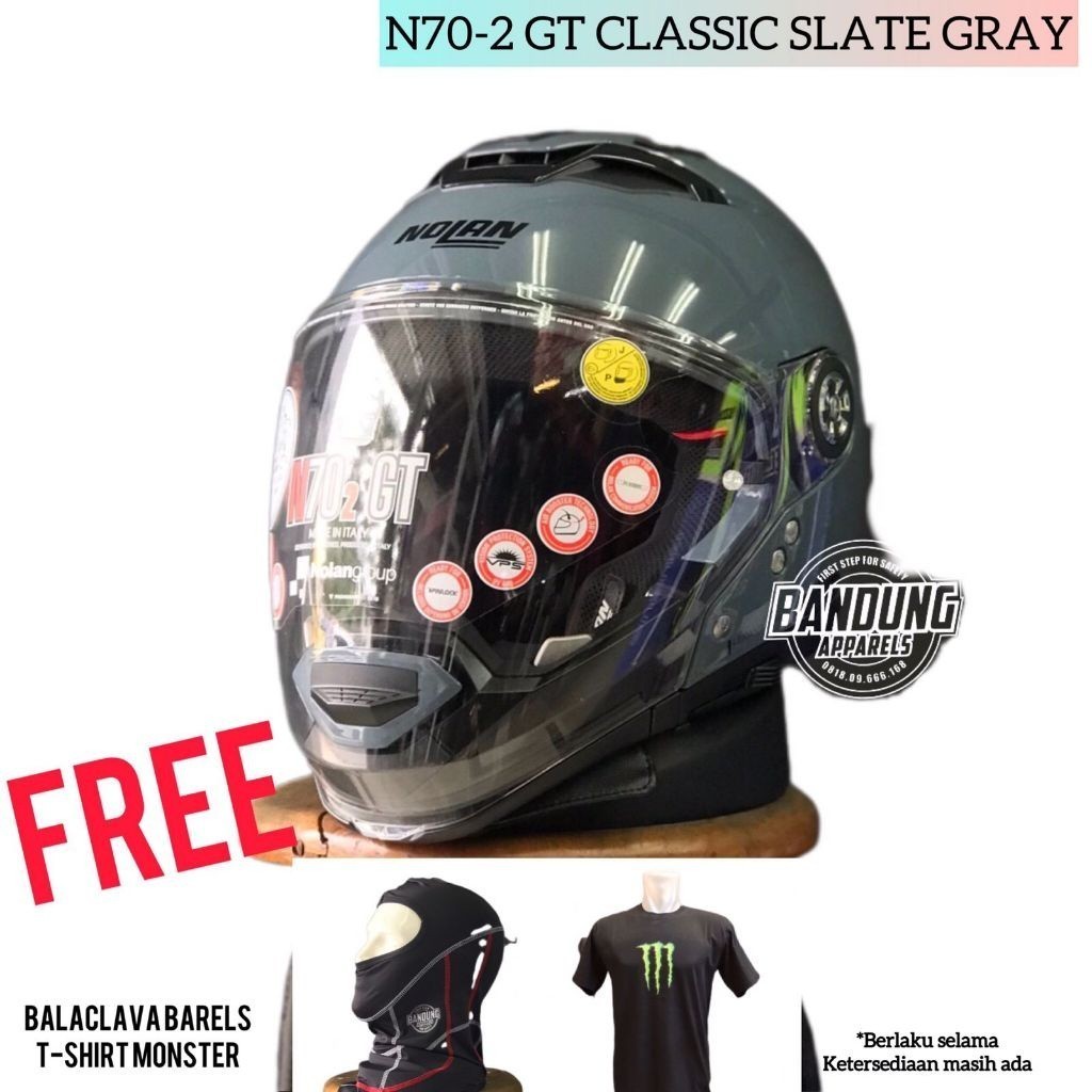 Jual Helm Full Face Half Face Nolan N702 GT Classic Slate Grey N702GT ...