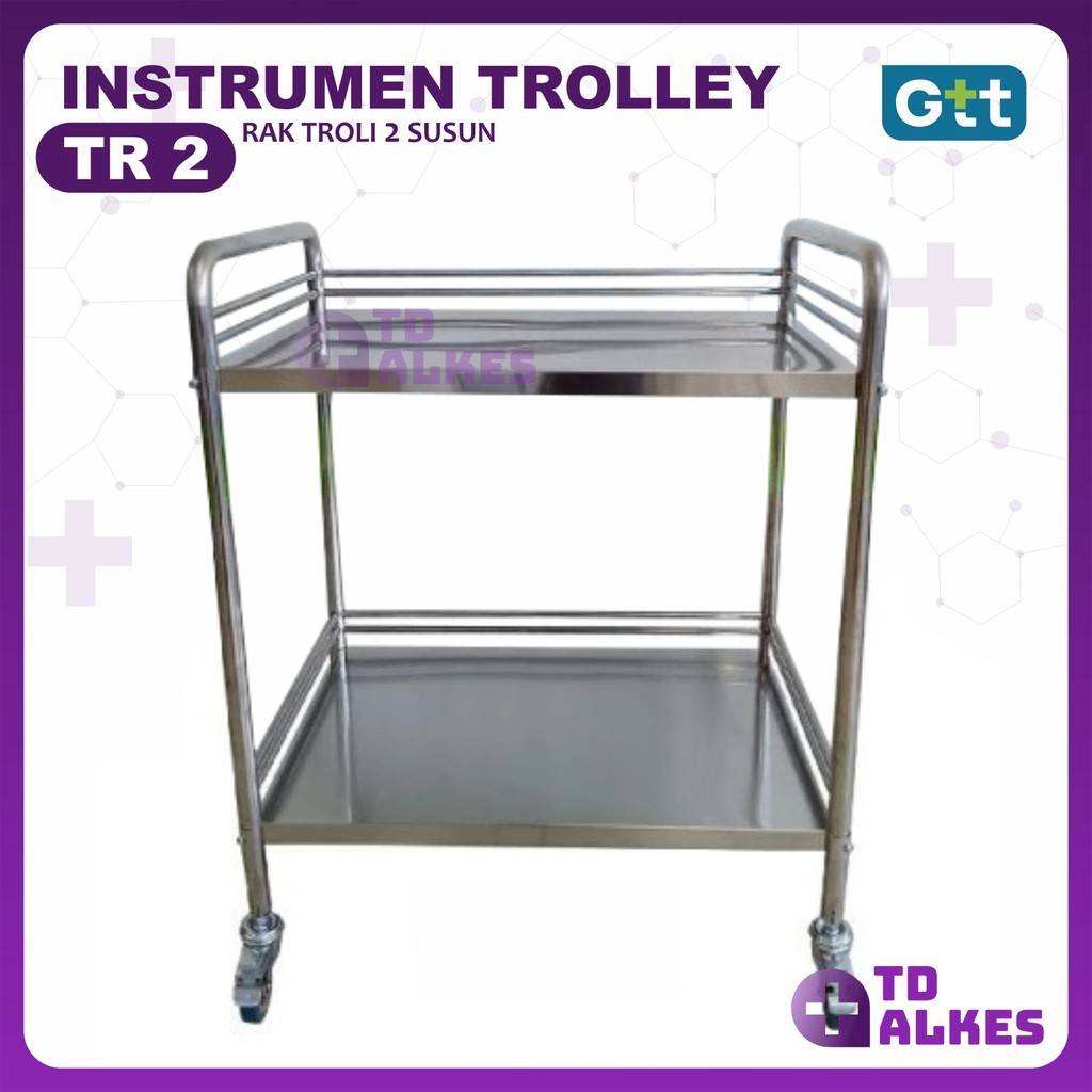 Jual GTT Troley Instrument 2 Rak TR2 Stainless Steel Troli Meja ...