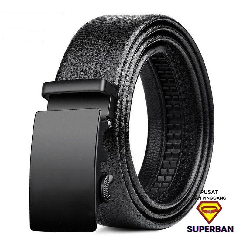 Jual PROMO Sabuk Gesper Ikat Pinggang Hitam polos Random kuilt PU ...