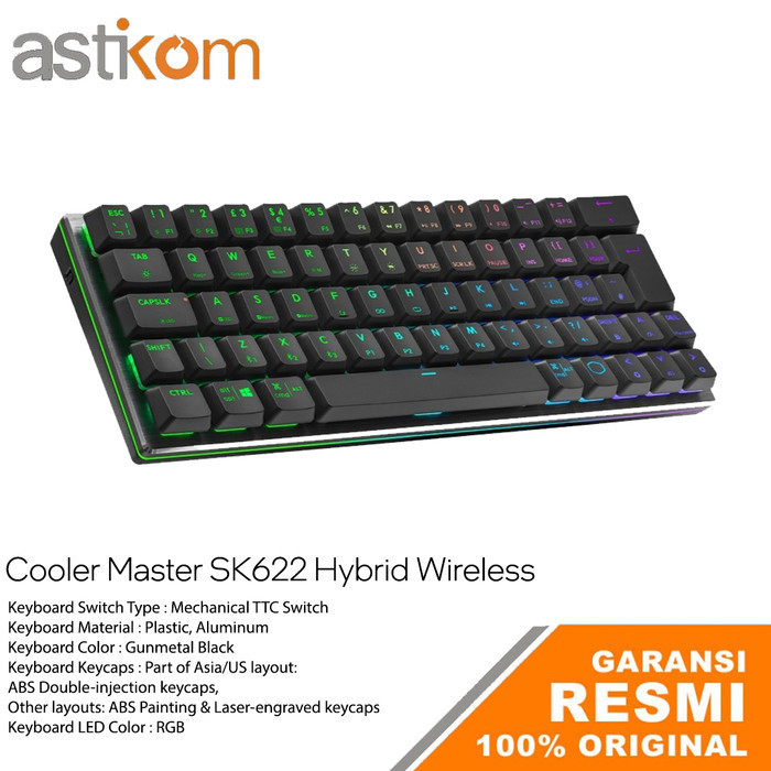 Jual Cooler Master SK622 Hybrid Wireless Mechanical Gaming Keyboard RGB ...