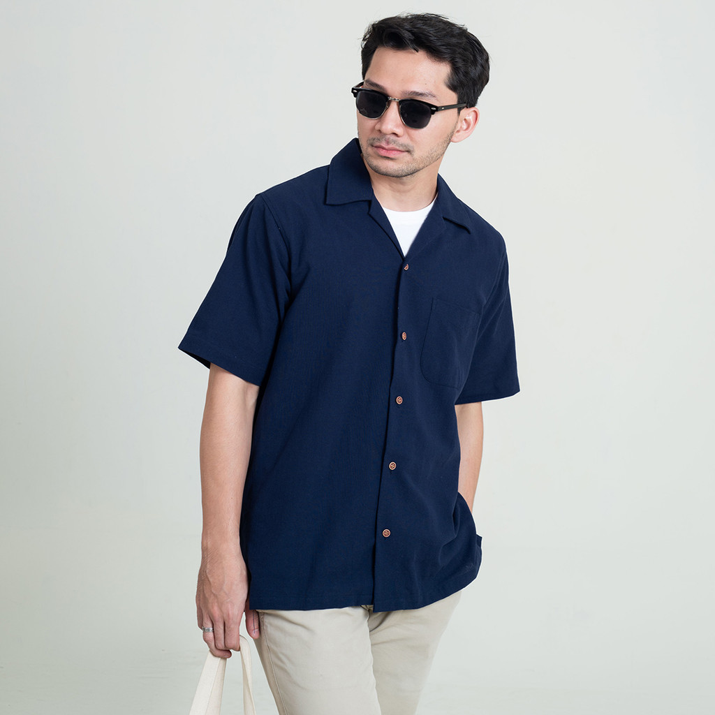 KAJA OPEN COLLAR S/S WA-RK SHIRT BLACK 2 - lojaacasadaarvore