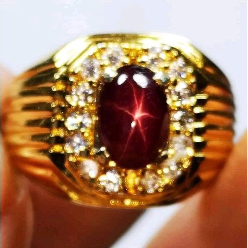 Jual Batu permata natural Red ruby star tajam | Shopee Indonesia