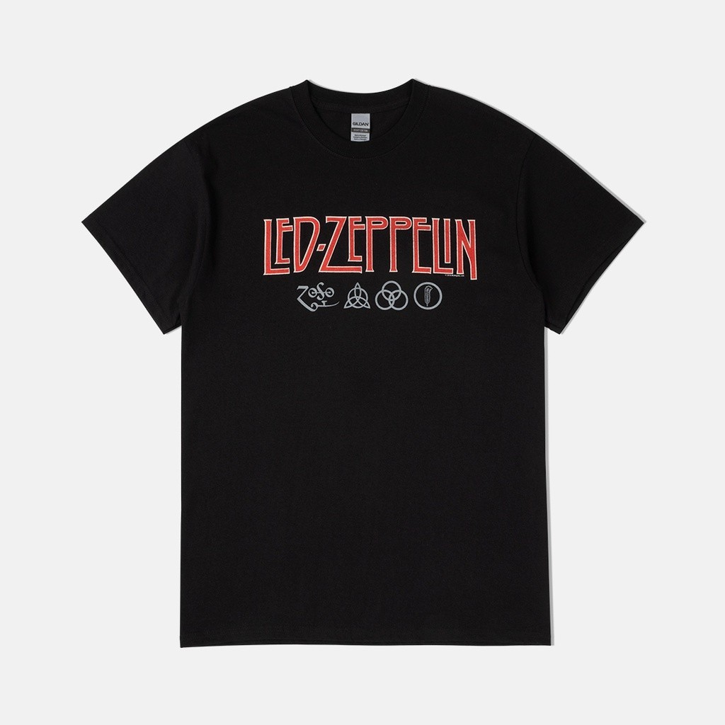 Led Zeppelin Gold Symbols in Black Square TShirt (S