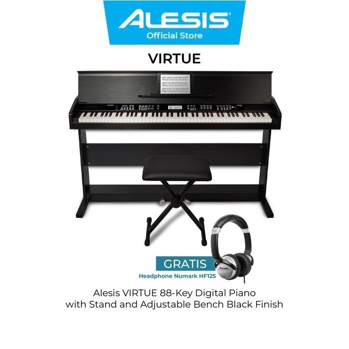 Jual Alesis VIRTUE 88 Key Digital Piano with Stand and Adjustable
