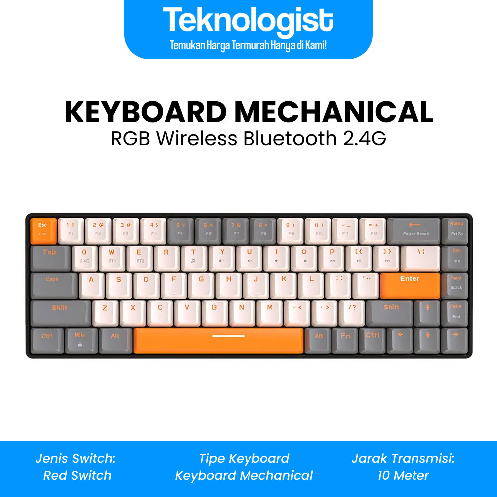 Jual Keyboard Mechanical Red Switch RGB LED Wireless Bluetooth Gaming ...