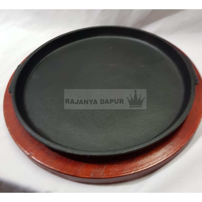 Jual Fauma Hot plate bulat besar steak plus nampan kayu hotplate steak sunrise Shopee Indonesia