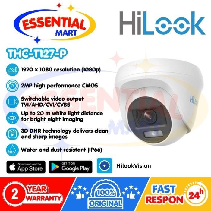 Jual Hilook By Hikvision Cctv Thc T127 P Fixed Turret 2mp Colorvu