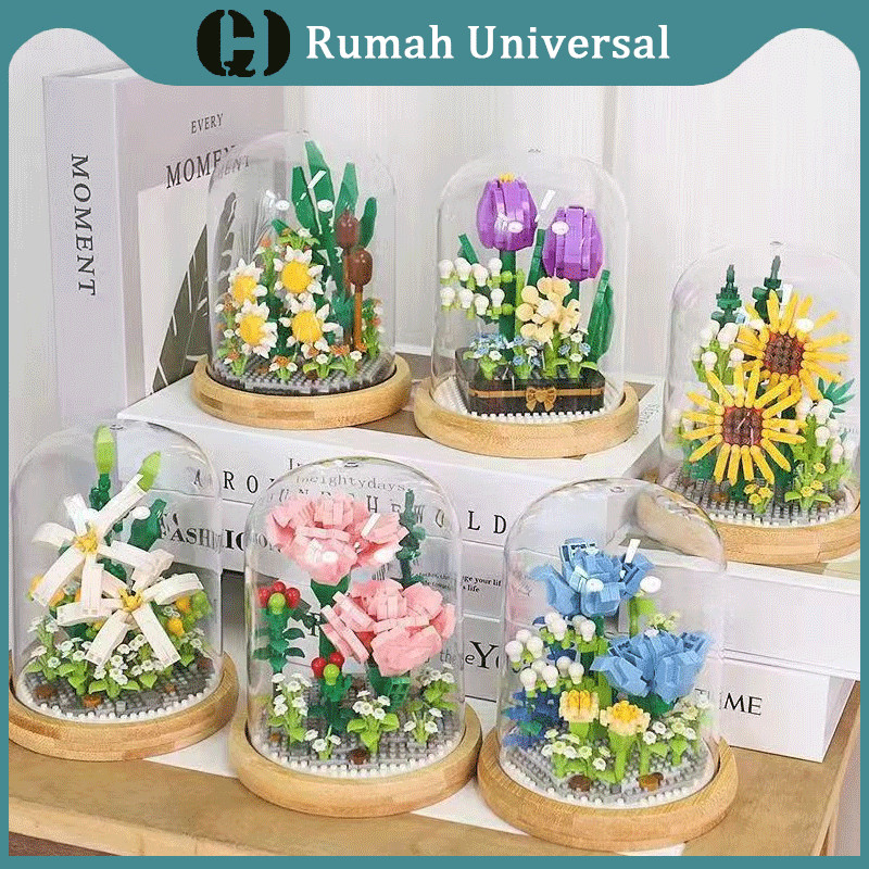 Jual Bunga Blok Mainan Balok DIY Bangunan Buket Bunga Immortal Kotak ...