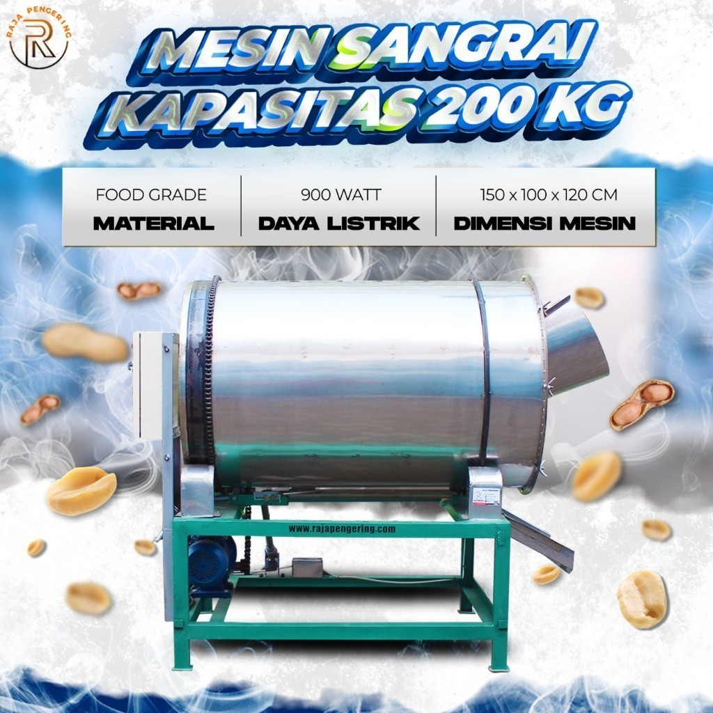 Jual Mesin Roasting Sangrai Stainless Food Grade Kacang Kopi Biji Bijian Kapasitas Besar 5045