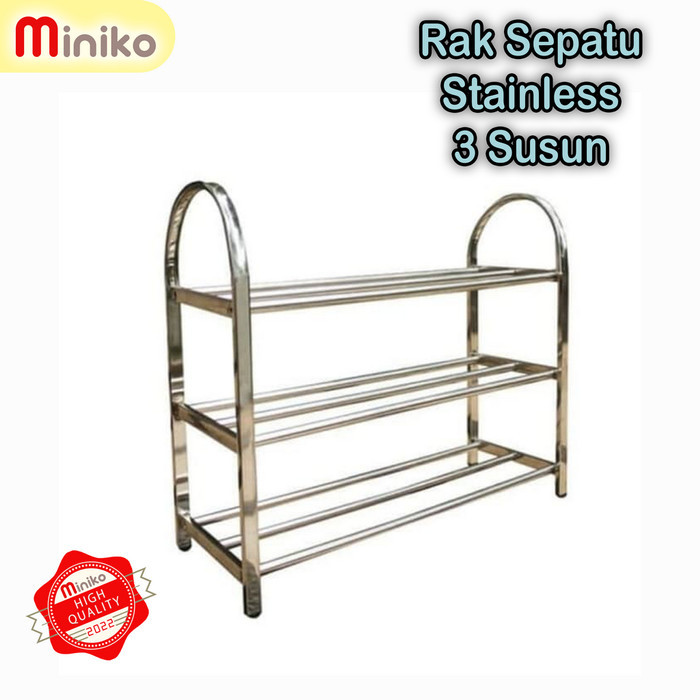 Jual Rak Sepatu & Sendal Stainless Steell 3 dan 5 susun / Tempat Alas ...