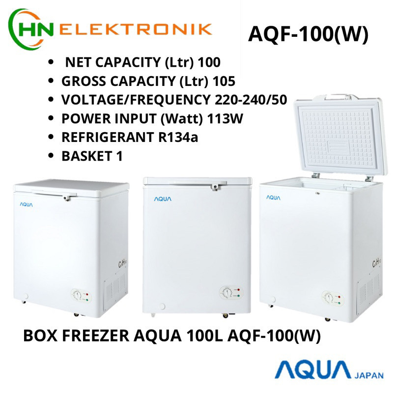 Jual CHEST FREEZER BOX AQUA 100 LITER AQF 100W Shopee Indonesia