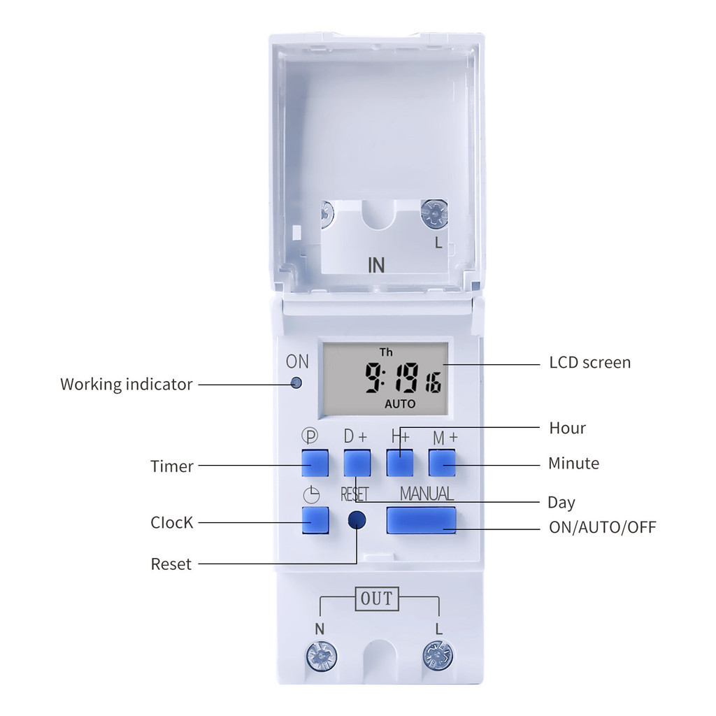 Jual taxnele THC30A Din Rail 2 wire Weekly 7 Days Programmable Digital ...