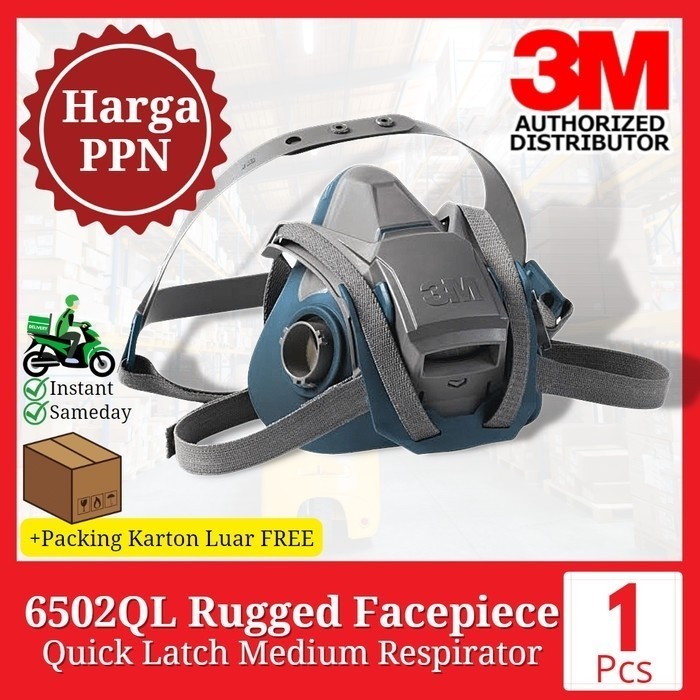 Jual 3M Rugged Half Facepiece Respirator 6502QL Medium Comfort Quick ...