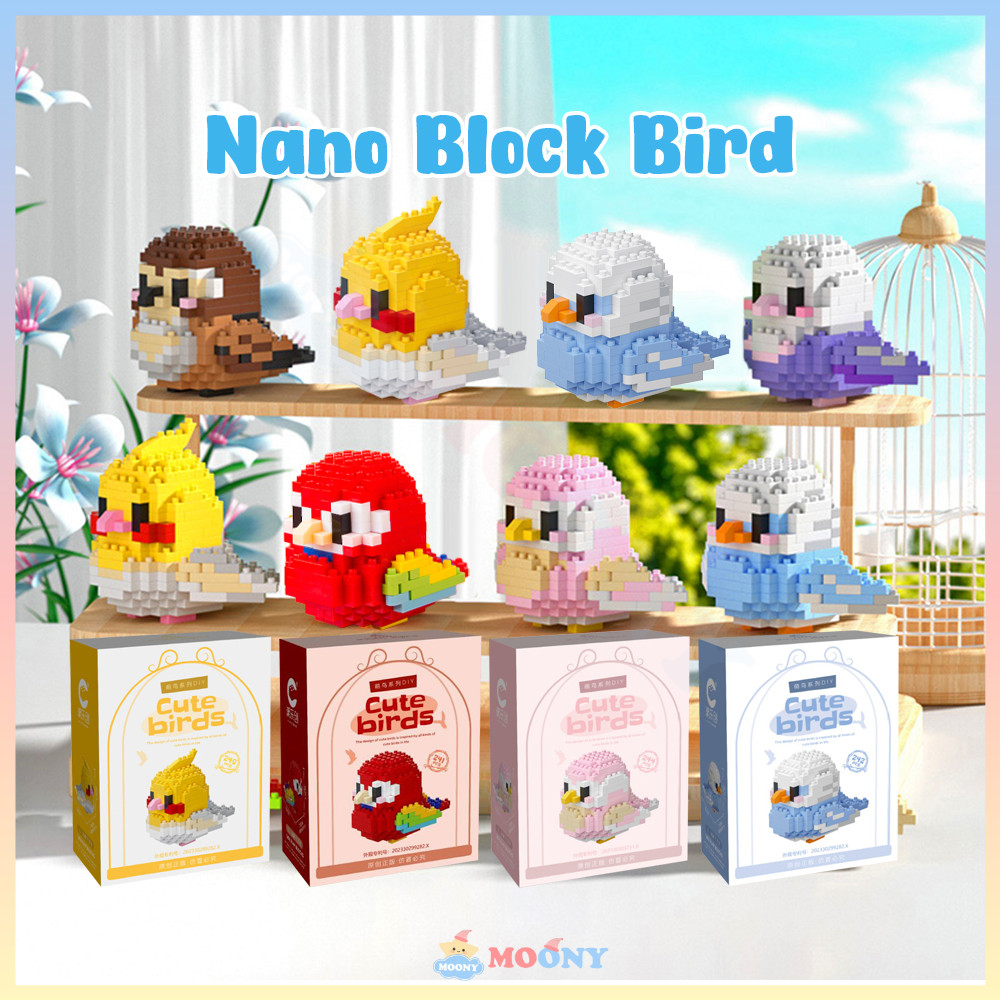 Jual Moony Mainan block burung 3D Nano block bird lucu Block susun ...