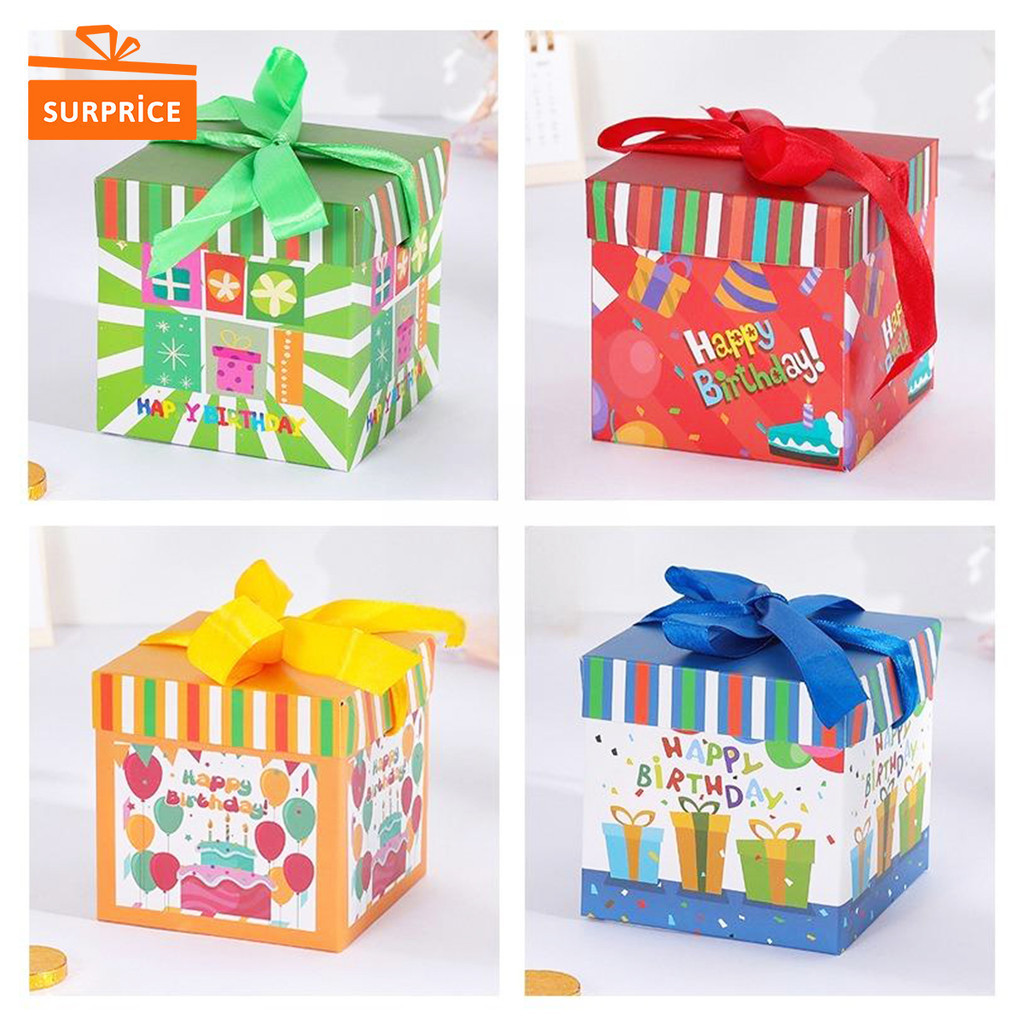 Surprice Paper Box 10x10x10 cm Happy Birthday / Box Hadiah / Tas Kado / Tas Hadiah / Kotak Hampers Ulang Tahun / Tempat Hampers Ultah Anak