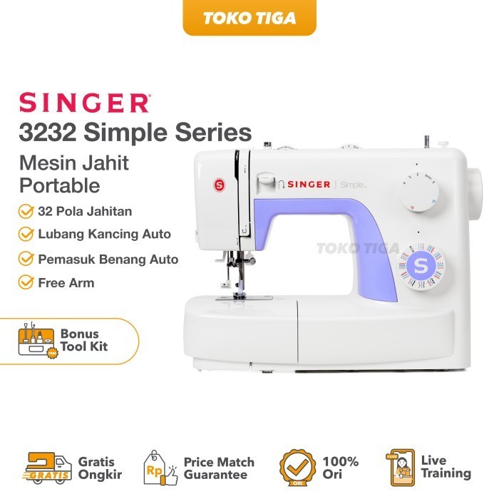 Jual Mesin Jahit SINGER 3232 SIMPLE + BONUS ( Portable Multifungsi ...
