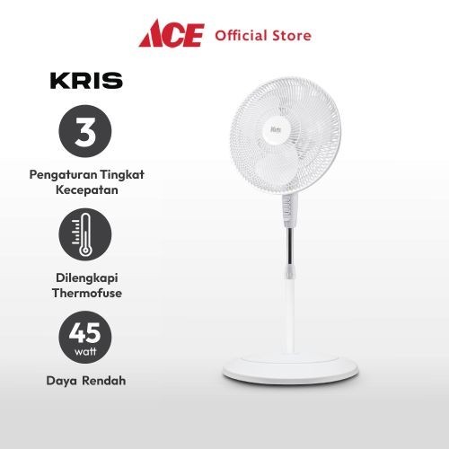 Jual Ace Kris 16 Inci Kipas Angin Berdiri 15501 Putih Standing Fan Penyejuk Ruangan Kipas 7607