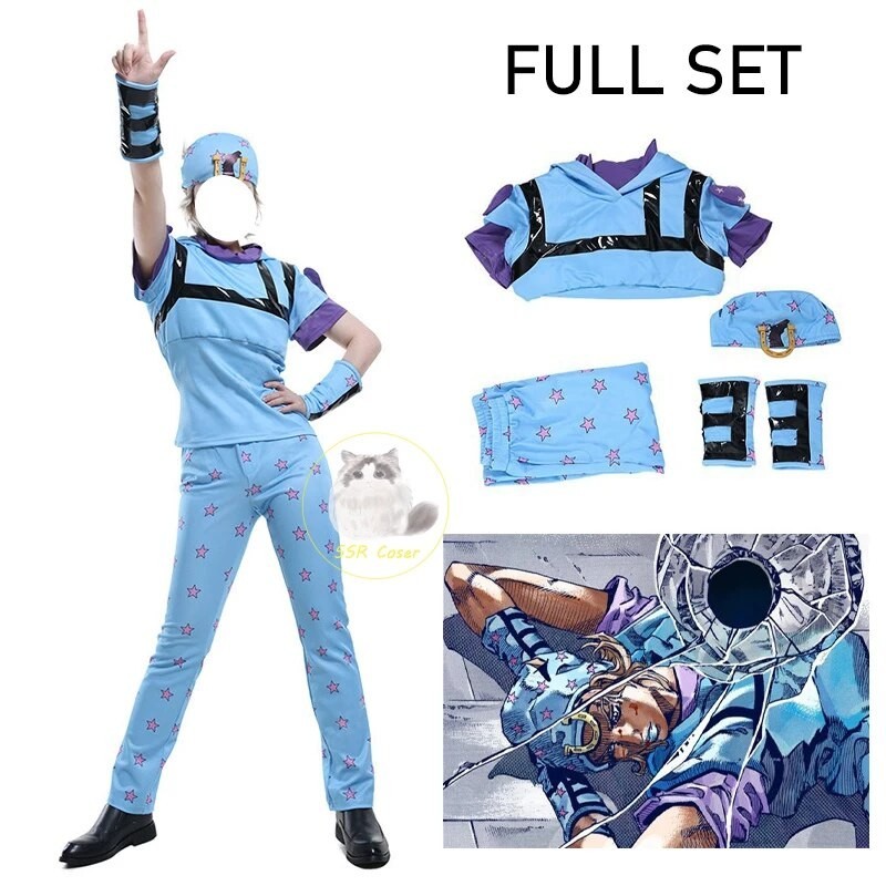 Johnny Joestar Blue Set Outfits Cosplay Costume Halloween Carnival Party Suit